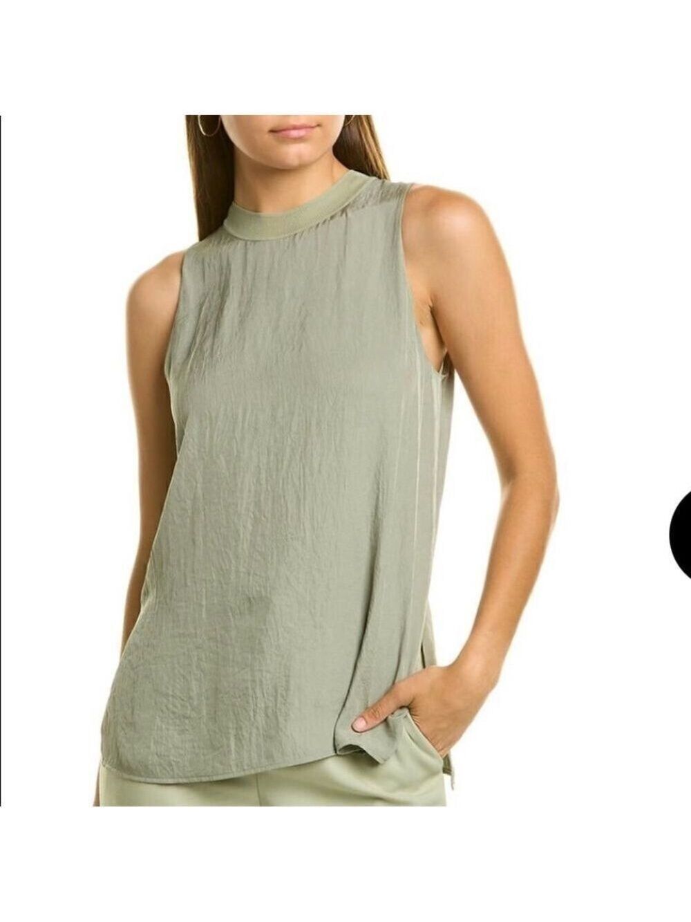 Vince Rib Trim Pale Jade Shell Tank Top